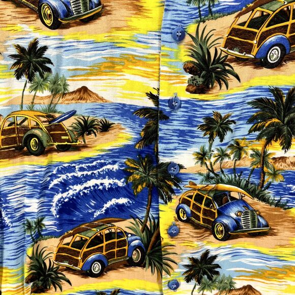 Liquid Hawaiian Shirt Junior Medium 10 12 Blue Yellow Cruise Surfboard beach - Picture 6 of 14